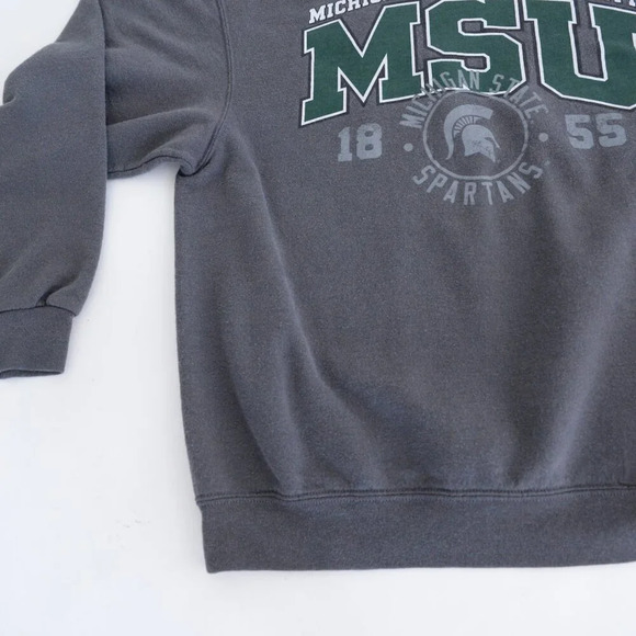 Vintage Jerzees Mi State Spartans University Collegiate Gray Neck Sweater Medium - Picture 6 of 10